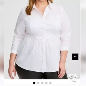 Like New Torrid 2x Poplin Corset Detail Smocked Back Button Up Shirt